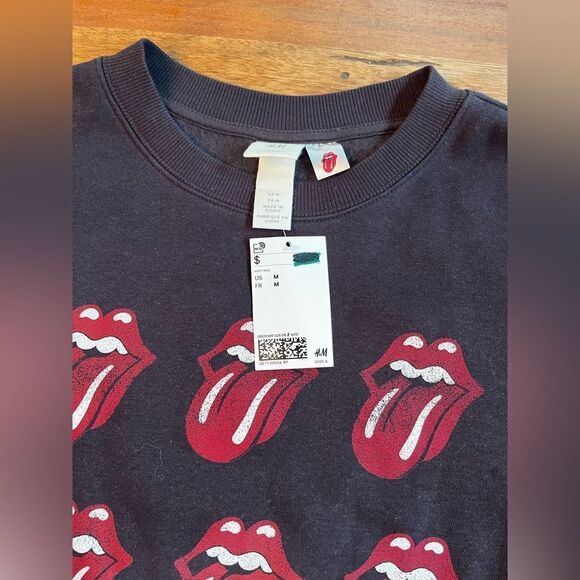 ROLLING STONES black SWEATSHIRT! Size Medium; H&M; NWT - Picture 3 of 5